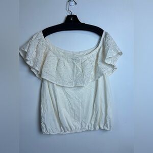 NWT Torrid White Eyelet Off-Shoulder Top Sise 1 Minimalist girly  100% cotton